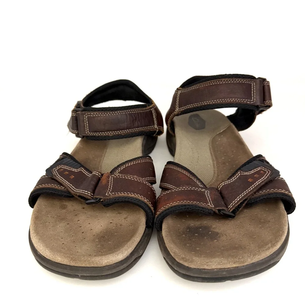 Clarks Mens Brown Leather Adjustable Strap‎ Sports Trail Sandals 14M 78705